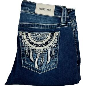 Miss Me Mid-Rise Slim Boot Women Jeans 30x34 Dreamcatcher Pockets Denim